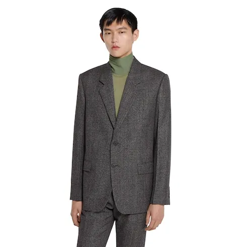 Herringbone Wool Mouliné Jacket