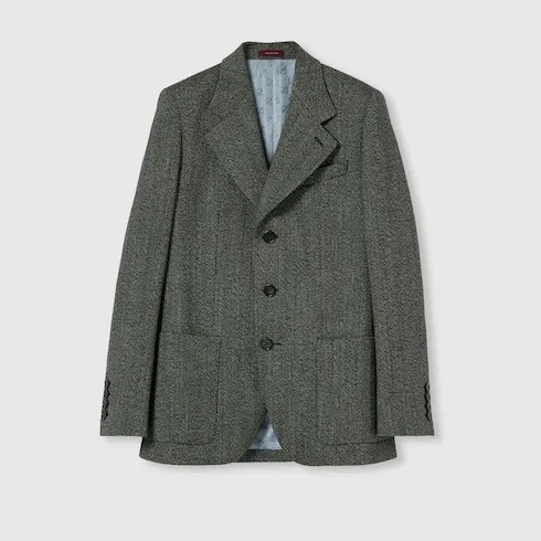 Herringbone Wool Mouliné Jacket