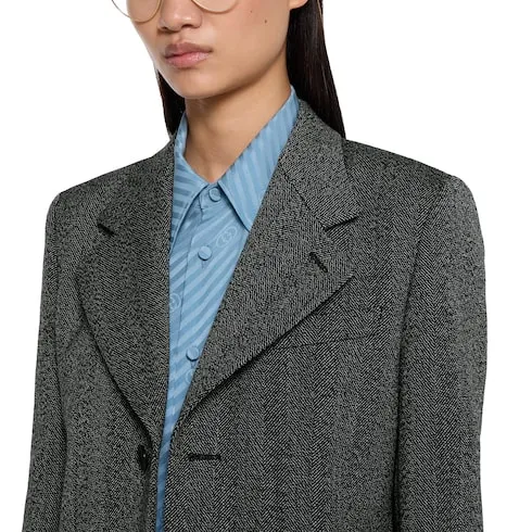 Herringbone Wool Mouliné Jacket
