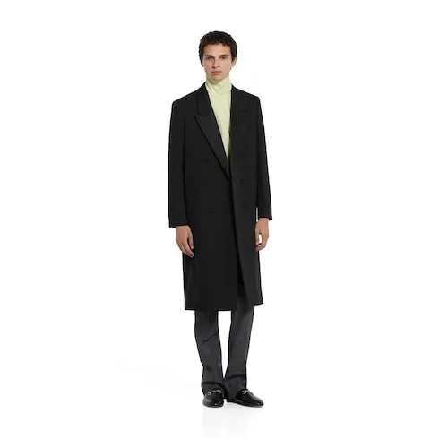Double Wool And Satin Coat