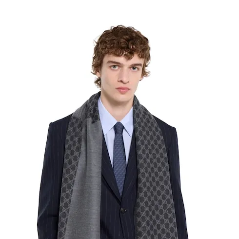 Gg Wool Jacquard Scarf