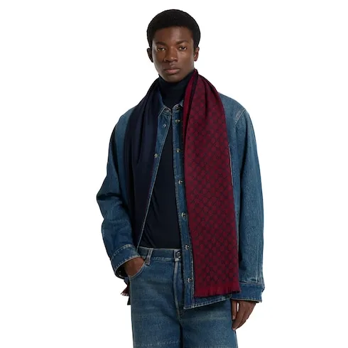 Gg Wool Jacquard Scarf