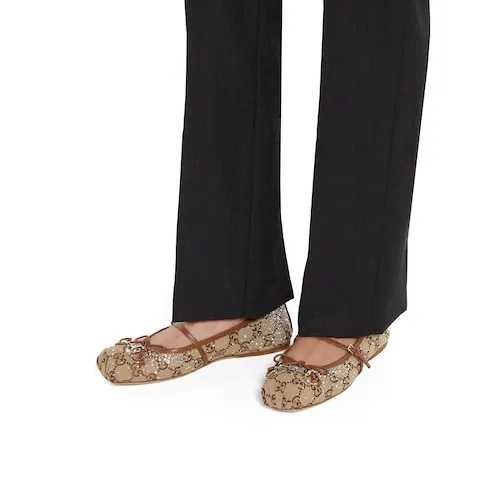 Gg Crystal Gucci Horsebit Ballet Flat