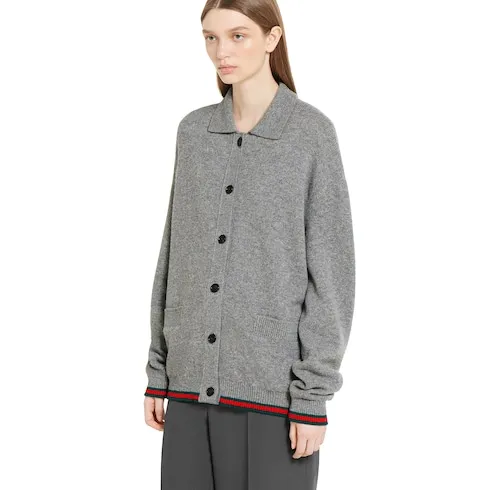 Wool And Cashmere Cardigan With Web