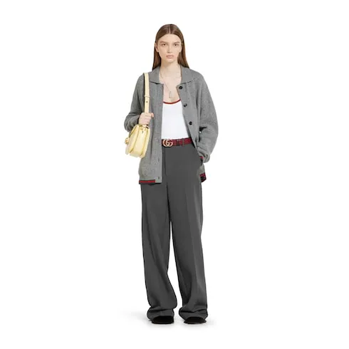 Wool And Cashmere Cardigan With Web