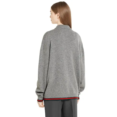 Wool And Cashmere Cardigan With Web
