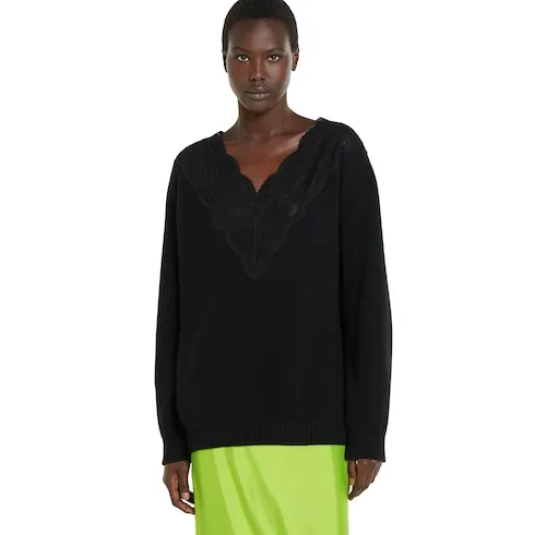 Wool And Cashmere Sweater With Lace