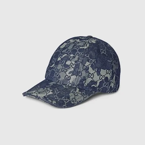 Gg Denim Baseball Hat With Web