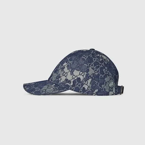 Gg Denim Baseball Hat With Web