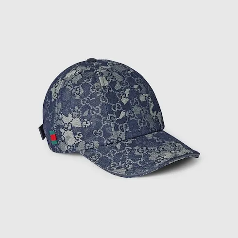 Gg Denim Baseball Hat With Web