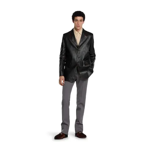 Soft Aged-Effect Leather Jacket