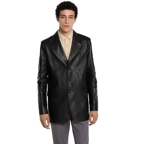 Soft Aged-Effect Leather Jacket