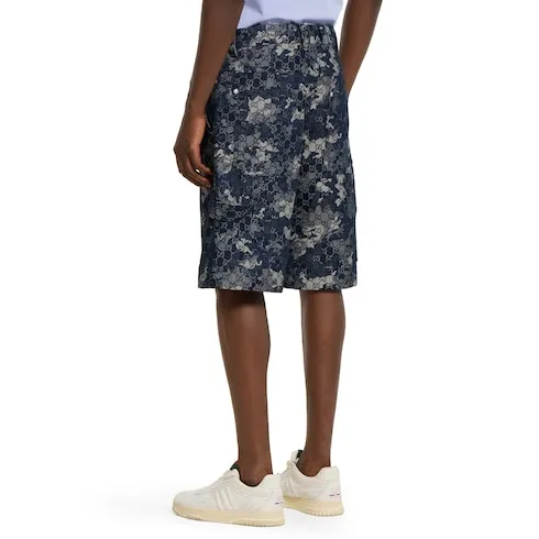 Gg Jacquard Denim Shorts
