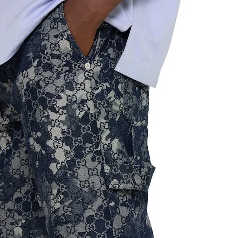 Gg Jacquard Denim Shorts