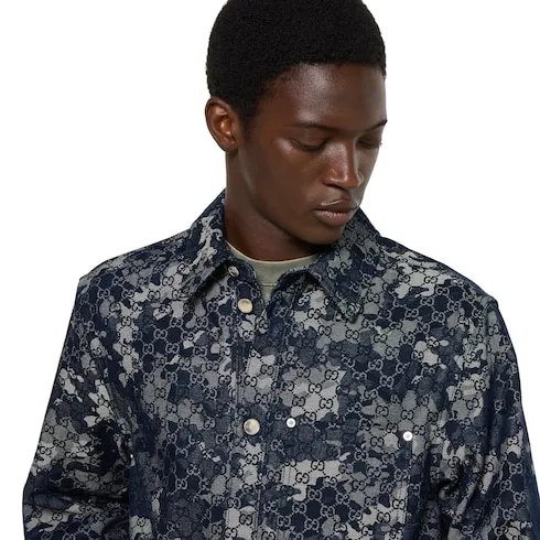 Gg Jacquard Denim Shirt