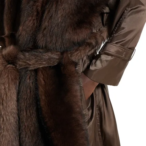 Soft Hairy Shearling Coat With Belt