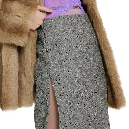 Seeded Wool Skirt