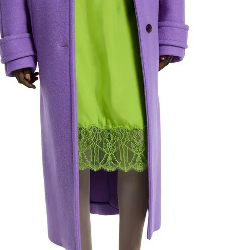Viscose Twill Skirt With Floral Lace