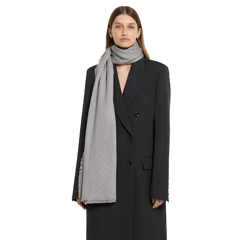 Printed Gg Cotton Wool Lamé Shawl