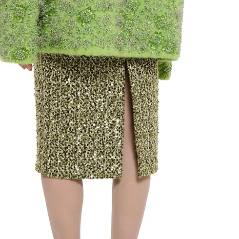 Wool Cotton Bouclé Skirt