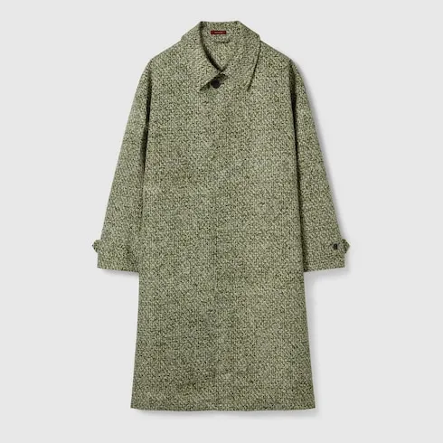 Bonded Poplin Coat With Bouclé Print