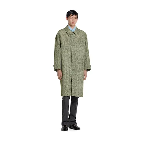Bonded Poplin Coat With Bouclé Print