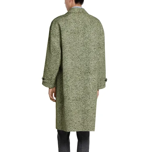 Bonded Poplin Coat With Bouclé Print
