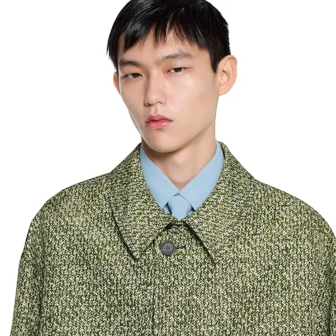 Bonded Poplin Coat With Bouclé Print