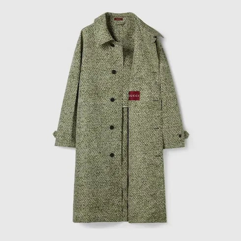 Bonded Poplin Coat With Bouclé Print