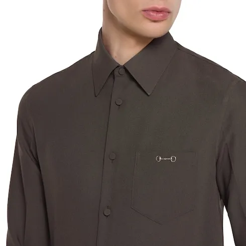 Polyester Twill Shirt With Horsebit