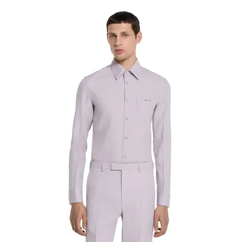 Wool Gabardine Shirt With Horsebit