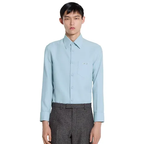 Polyester Twill Shirt With Horsebit