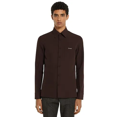 Polyester Twill Shirt With Horsebit