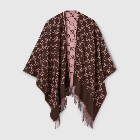 Gg Wool Jacquard Cape