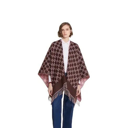 Gg Wool Jacquard Cape