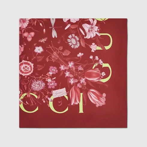 Printed Flora Silk Twill Carré