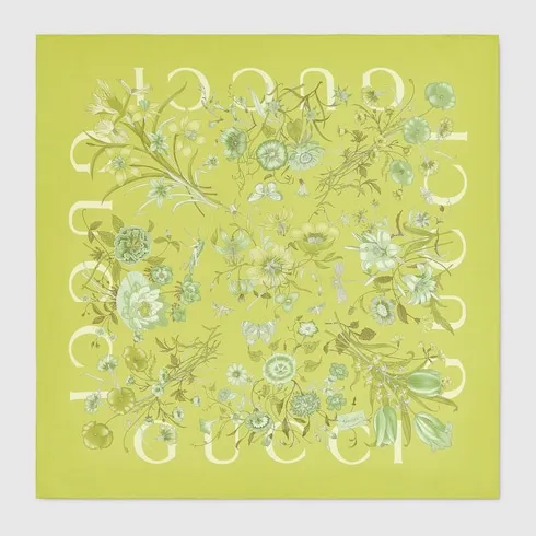 Printed Flora Silk Twill Carré