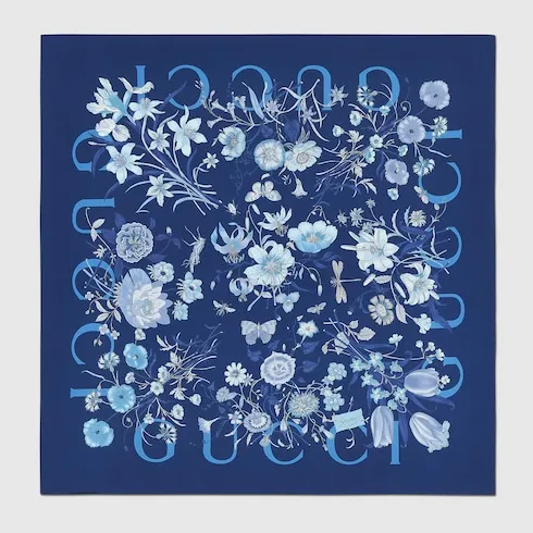 Printed Flora Silk Twill Carré