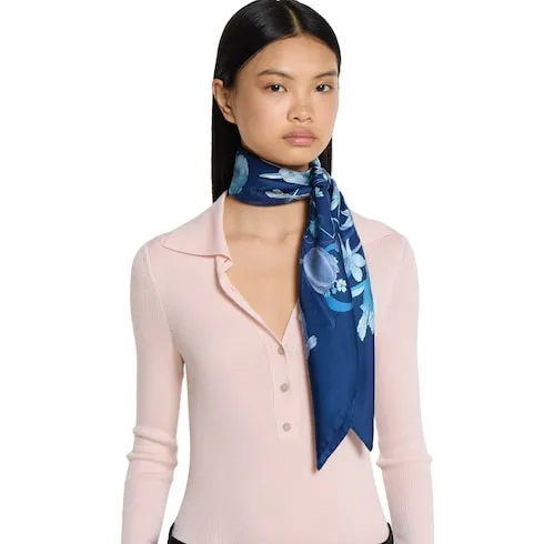 Printed Flora Silk Twill Carré