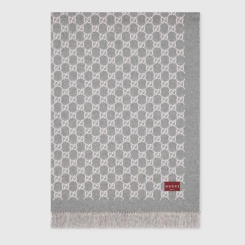 Reversible Gg Wool And Cashmere Blanket