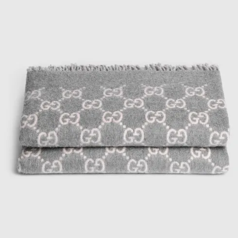 Reversible Gg Wool And Cashmere Blanket