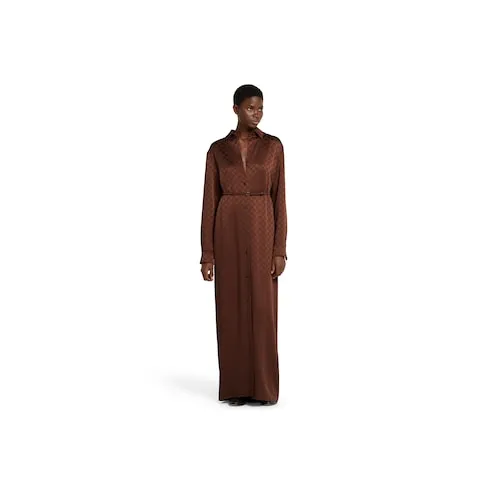 Gg Satin Dress With Double G Belt