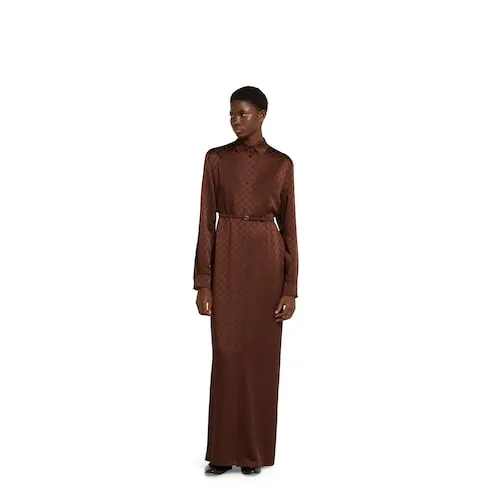 Gg Satin Dress With Double G Belt