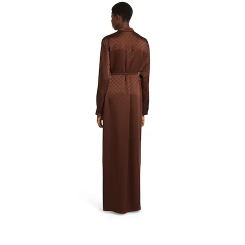Gg Satin Dress With Double G Belt