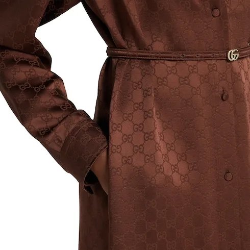 Gg Satin Dress With Double G Belt