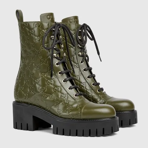 Lace-Up Ankle Boot With Gg