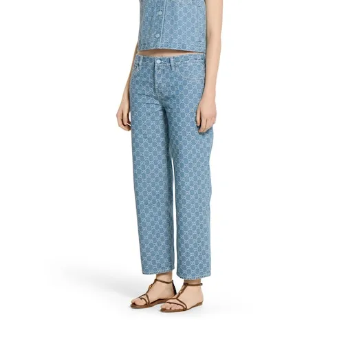 Gg Denim Jacquard Pants