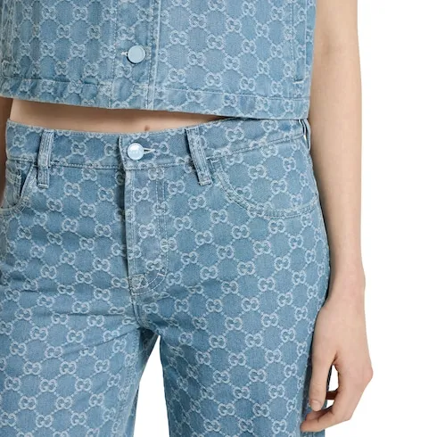 Gg Denim Jacquard Pants