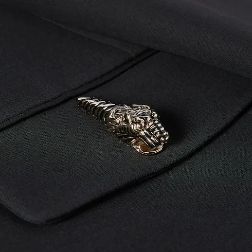 CrÊPe Wool Silk Jacket With Tiger