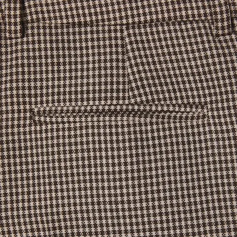 Gingham Wool Pants With Embroidery